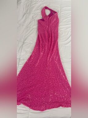 New Davids Bridal - Fuchsia Sequin Evening Gown - Women Dresses - Homecoming, Ho